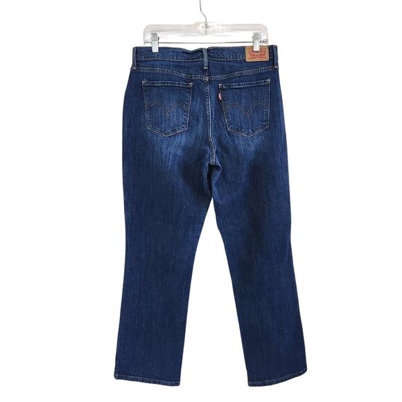 Levi's 505 Mid Rise Straight Leg Jeans Pockets Dark Wash Blue Denim Size 31 - Picture 2 of 9